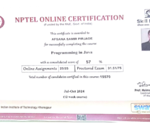 NPTEL Certificate in Programming in Java